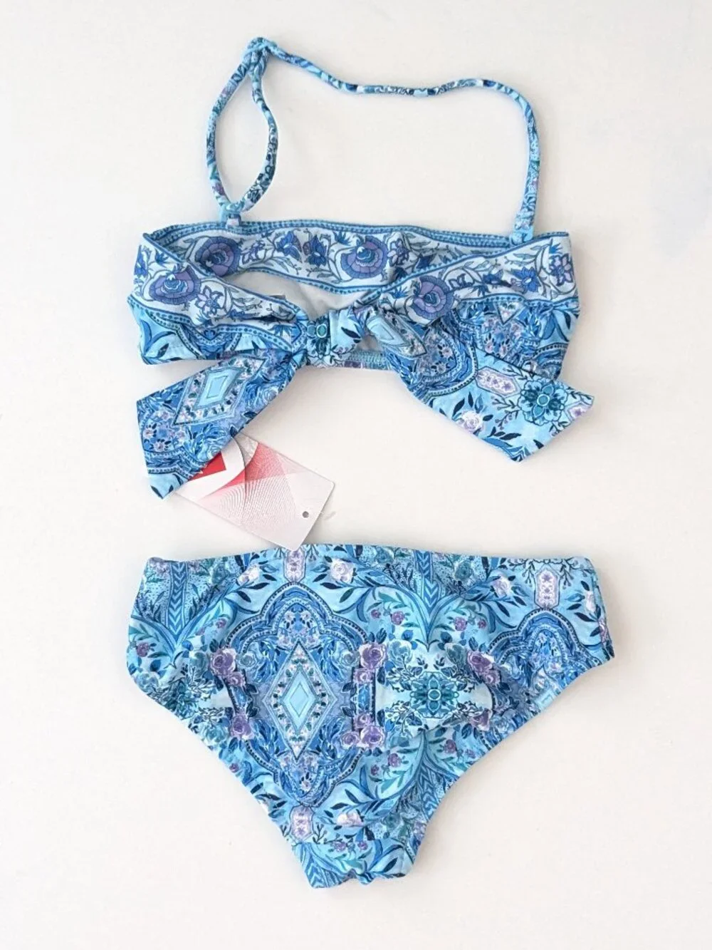 Seafolly Gypsy Dream Mini Tube Bikini Swim Set Aqua Sky Girls 6